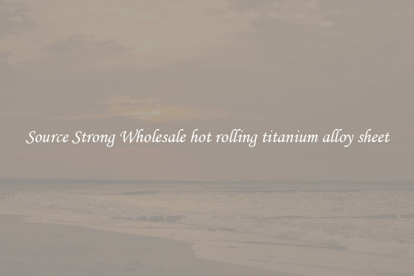Source Strong Wholesale hot rolling titanium alloy sheet